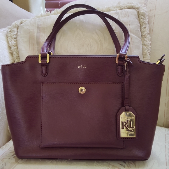 Lauren Ralph Lauren Handbags - Lauren Ralph Lauren Leather Maroon Newbury Tote